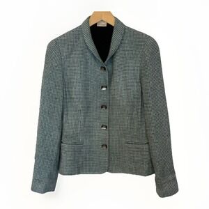 Vintage Carlisle Wool Blend Jacket Blazer Robin‎ Blue Check Sz 4 Made Hong Kong